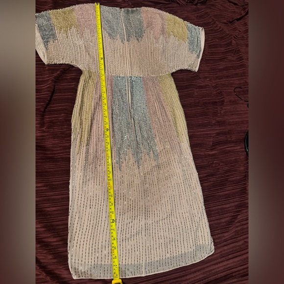 LIV FOSTER ❤️❤️ Luxurious Beaded Sequin Dolman Sleeve Faux-Wrap Dress size 6 NWT - Picture 13 of 15